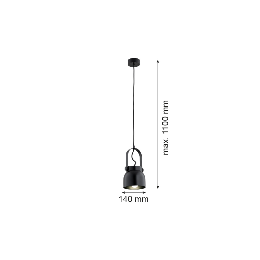 Argon 8291 - Lestenec na vrvici LOGAN 1xE27/15W/230V pr. 14 cm črna