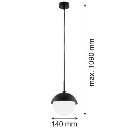 Argon 8295 - Lestenec na vrvici CAPPELLO 1xE27/15W/230V črna