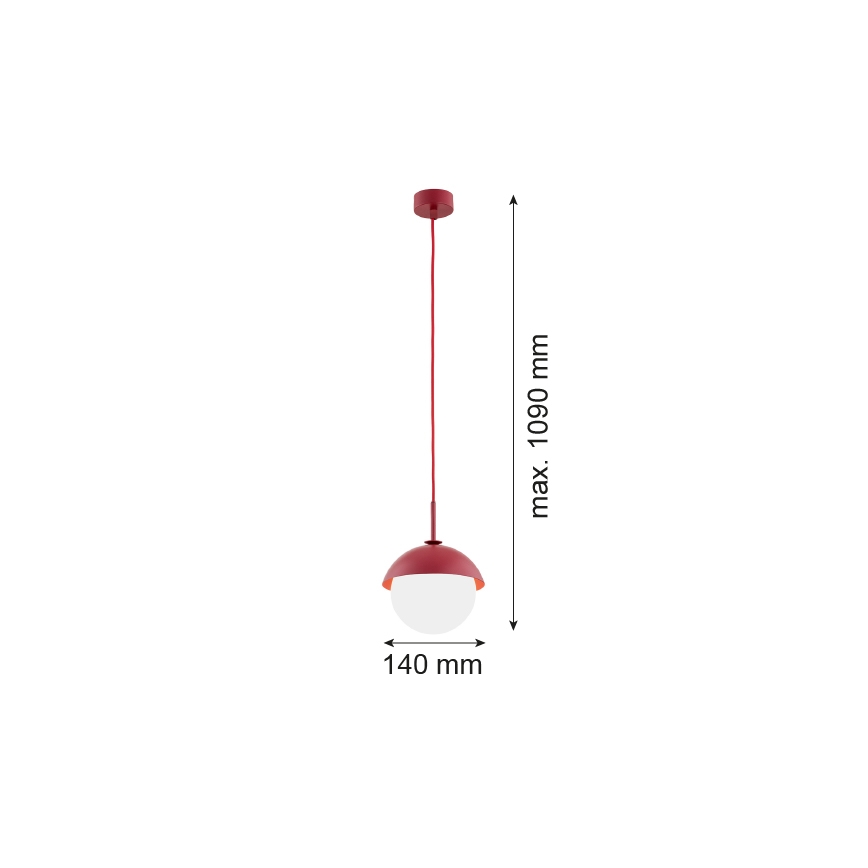 Argon 8296 - Lestenec na vrvici CAPPELLO 1xE27/15W/230V rdeč