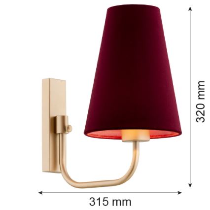 Argon 8313 - Stenska svetilka SAFIANO 1xE27/15W/230V bordo