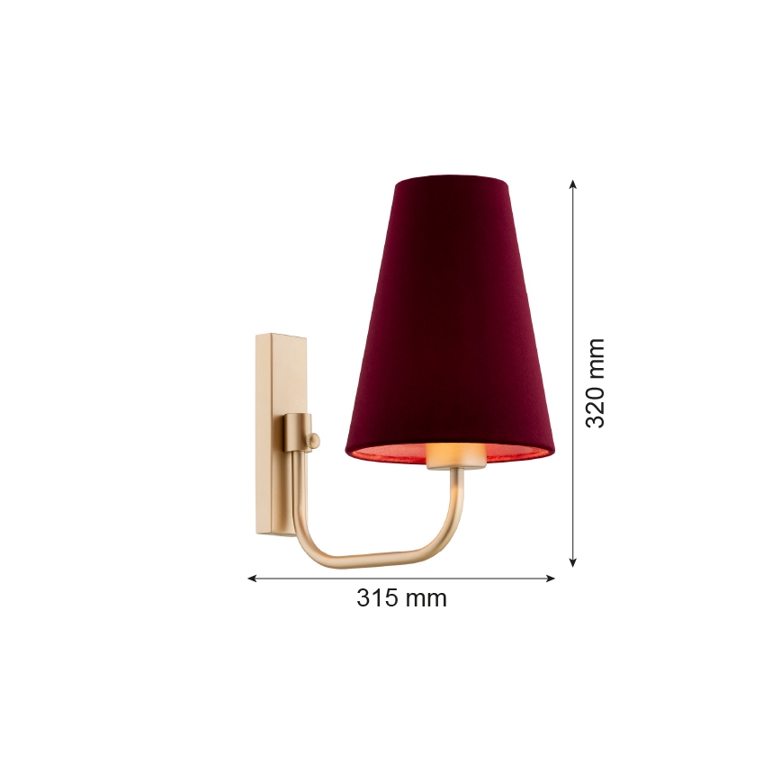 Argon 8313 - Stenska svetilka SAFIANO 1xE27/15W/230V bordo