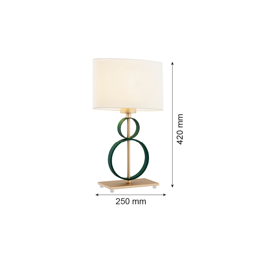 Argon 8317 - Namizna svetilka PERSEO 1xE27/15W/230V 42 cm krem barva/zelena