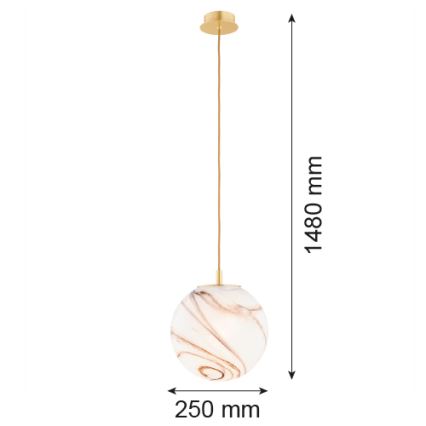 Argon 8447 - Lestenec na vrvici ALMIROS 1xE27/15W/230V pr. 25 cm alabaster zlata