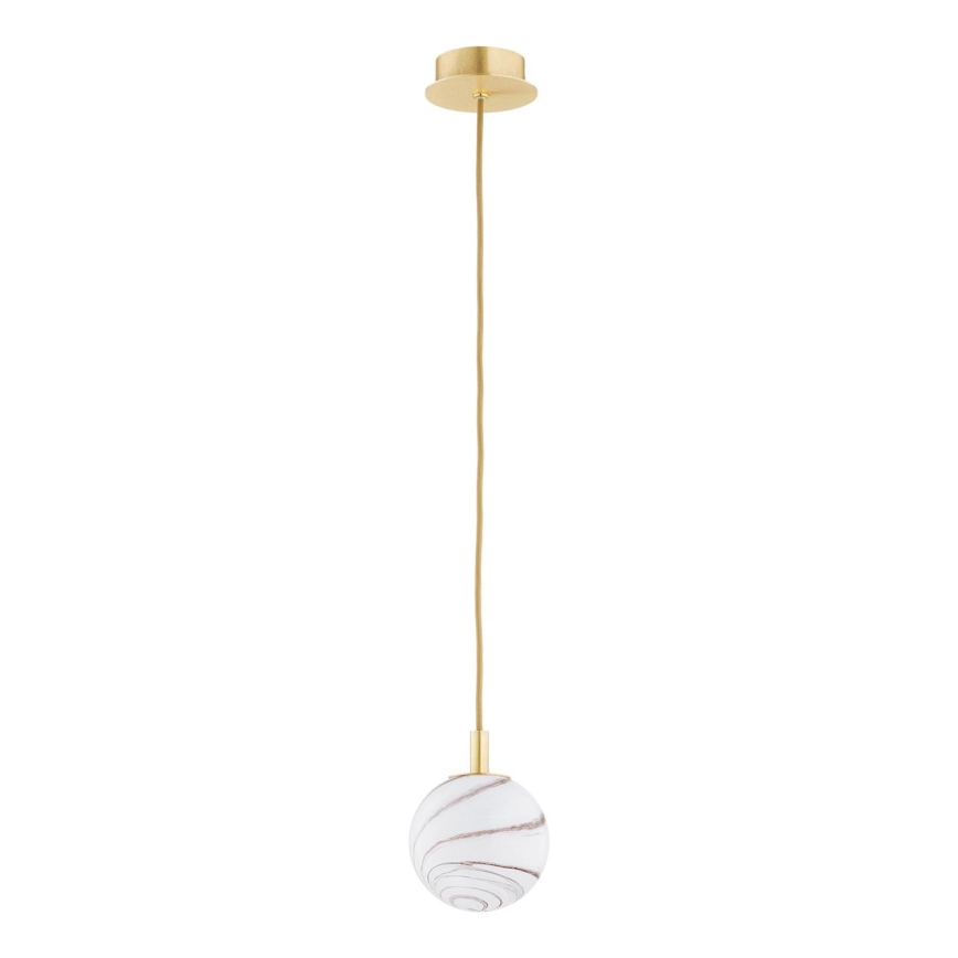 Argon 8450 - Lestenec na vrvici ALMIROS 1xE14/7W/230V pr. 12 cm alabaster zlata