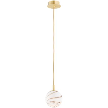 Argon 8450 - Lestenec na vrvici ALMIROS 1xE14/7W/230V pr. 12 cm alabaster zlata