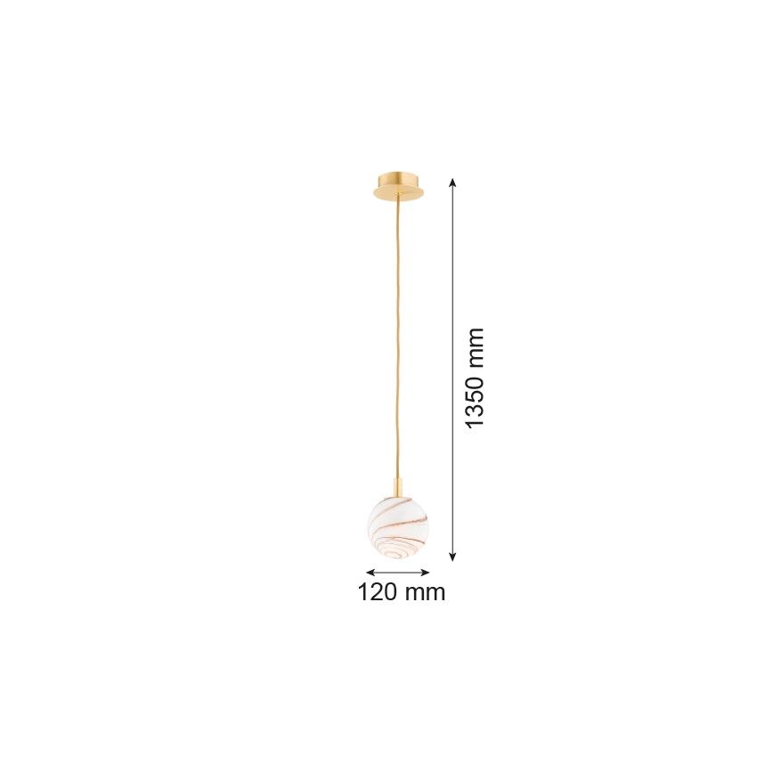 Argon 8450 - Lestenec na vrvici ALMIROS 1xE14/7W/230V pr. 12 cm alabaster zlata