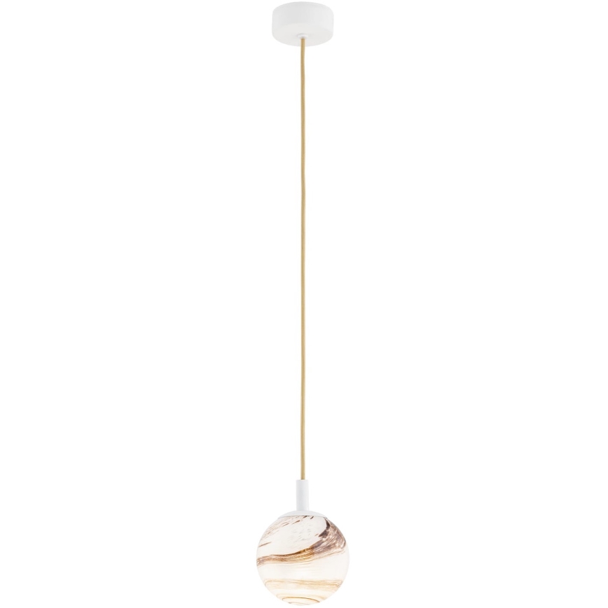 Argon 8451 - Lestenec na vrvici ALMIROS 1xE14/7W/230V pr. 12 cm alabaster bela/zlata