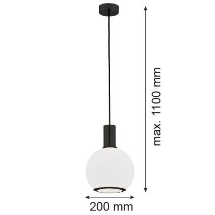 Argon 8564 - Lestenec na vrvici SAGUNTO PLUS 1xE27/15W/230V pr. 20 cm črna