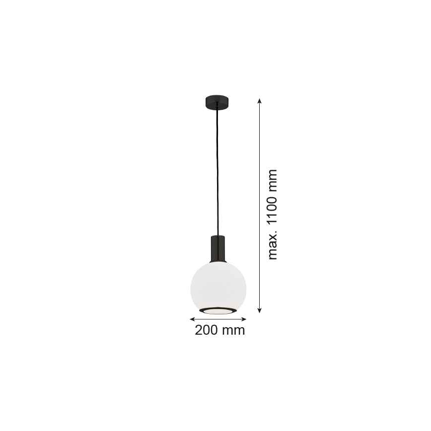 Argon 8564 - Lestenec na vrvici SAGUNTO PLUS 1xE27/15W/230V pr. 20 cm črna