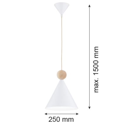 Argon 8629 - Lestenec na vrvici KEGEL 1xE27/15W/230V bela