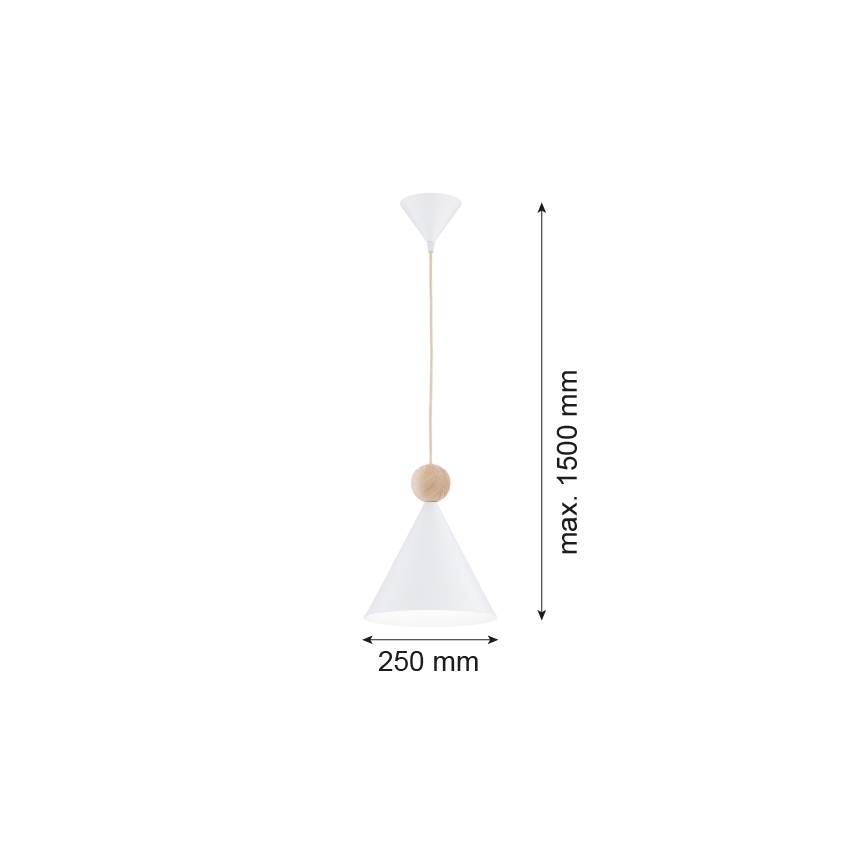 Argon 8629 - Lestenec na vrvici KEGEL 1xE27/15W/230V bela