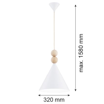 Argon 8632 - Lestenec na vrvici KEGEL 1xE27/15W/230V bela