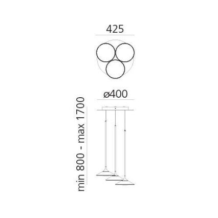 Artemide 0353030A - LED Zatemnitveni lestenec na vrvici ORSA CLUSTER LED/22W/230V 3000K
