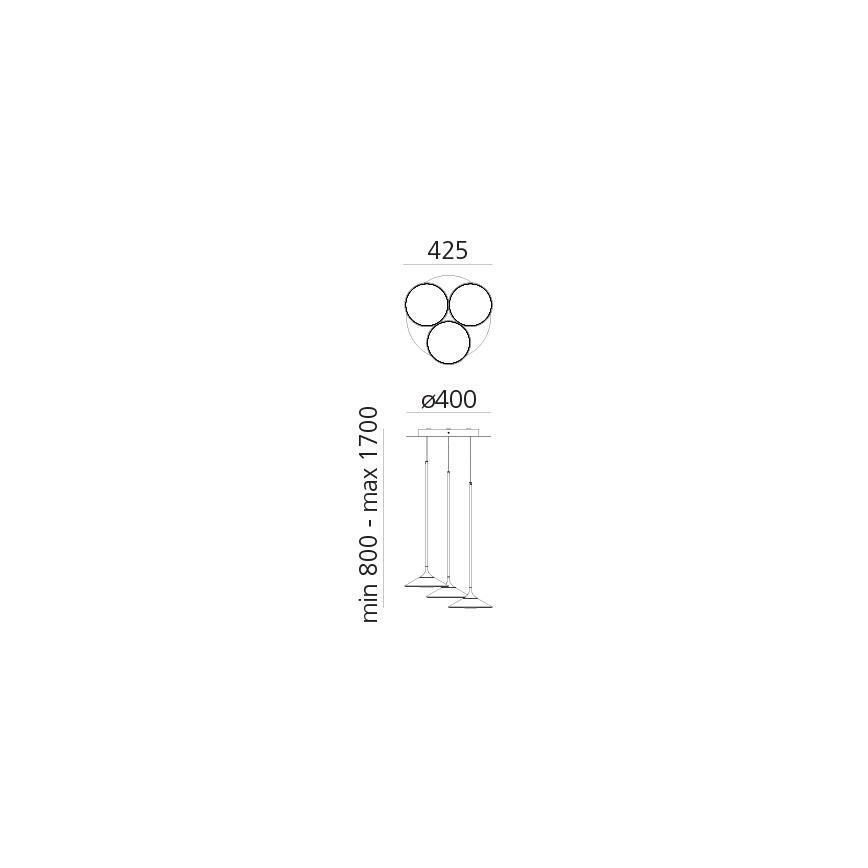 Artemide 0353030A - LED Zatemnitveni lestenec na vrvici ORSA CLUSTER LED/22W/230V 3000K