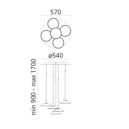 Artemide 0355030A - LED Zatemnitveni lestenec na vrvici ORSA CLUSTER LED/37W/230V 3000K