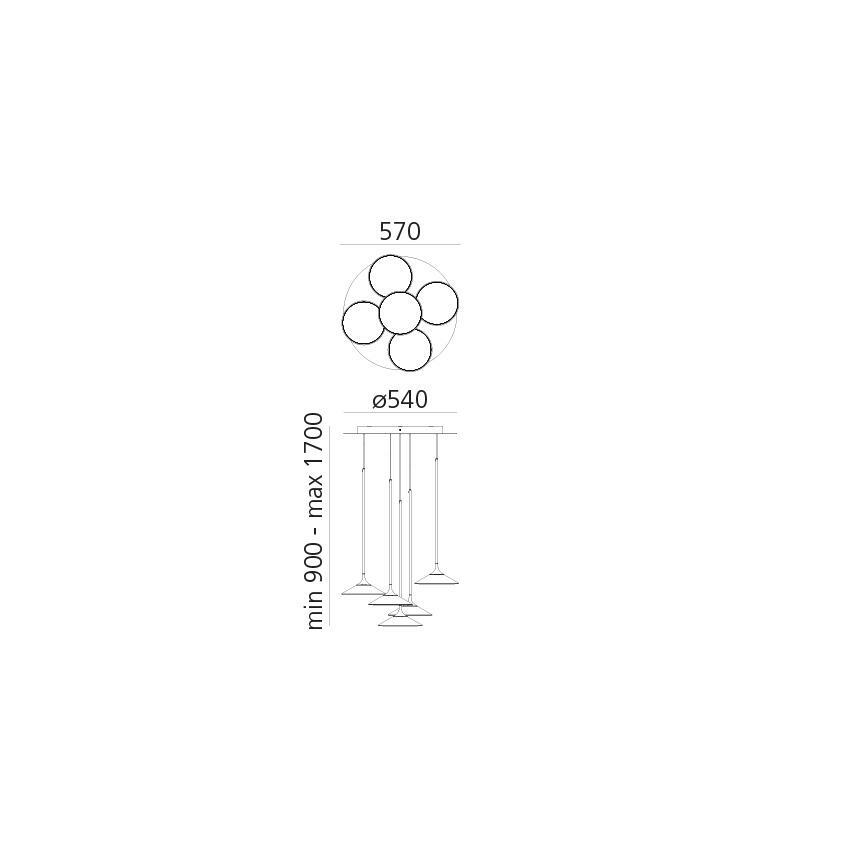 Artemide 0355030A - LED Zatemnitveni lestenec na vrvici ORSA CLUSTER LED/37W/230V 3000K
