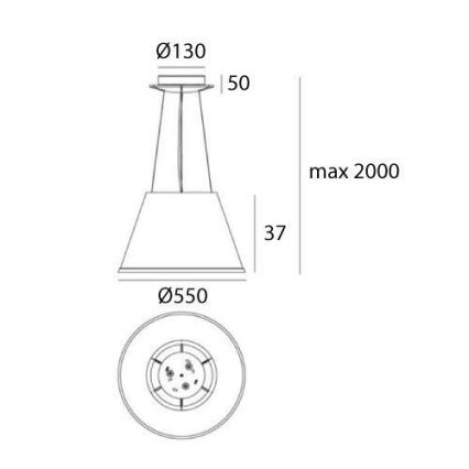 Artemide 1124020A - Lestenec na vrvici CHOOSE MEGA 3xE27/12W/230V pr. 55 cm bež