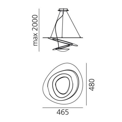 Artemide 1249020A - LED Zatemnitveni lestenec na vrvici PIRCE LED/27W/230V 3000K zlata