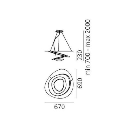 Artemide 1256110A - LED Zatemnitveni lestenec na vrvici PIRCE LED/44W/230V 3000K bela