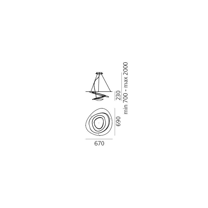 Artemide 1256110A - LED Zatemnitveni lestenec na vrvici PIRCE LED/44W/230V 3000K bela