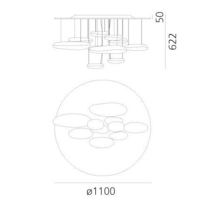Artemide 1366110A - LED Zatemnitveni nadgradni lestenec MERCURY LED/58W/230V 3000K