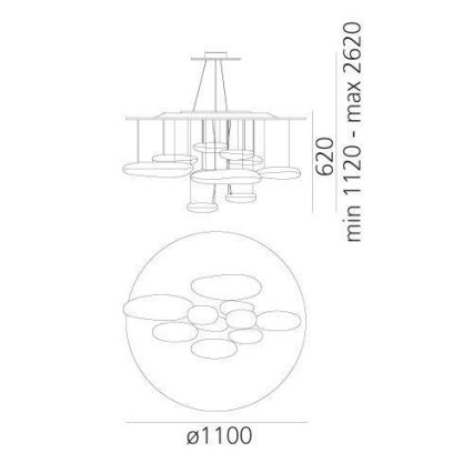 Artemide 1367110A - LED Zatemnitveni lestenec na vrvici MERCURY LED/58W/230V 3000K