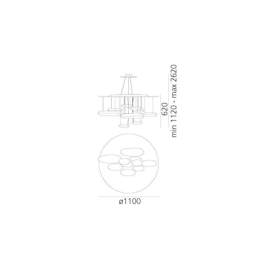 Artemide 1367110A - LED Zatemnitveni lestenec na vrvici MERCURY LED/58W/230V 3000K