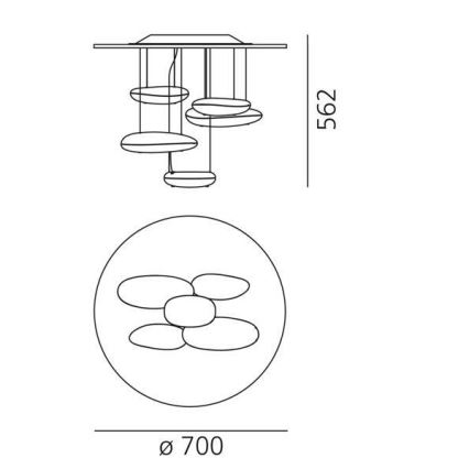 Artemide 1476110A - LED Zatemnitveni nadgradni lestenec MERCURY LED/29W/230V 3000K