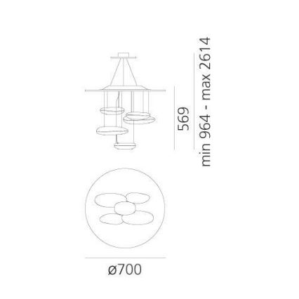 Artemide 1477110A - LED Zatemnitveni lestenec na vrvici MERCURY LED/29W/230V 3000K