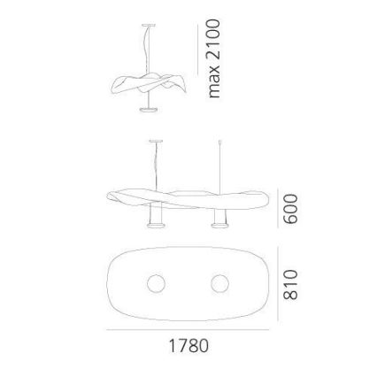 Artemide 1513010A - Lestenec na vrvici COSMIC ANGEL 2xR7s/11W/230V sijajni krom