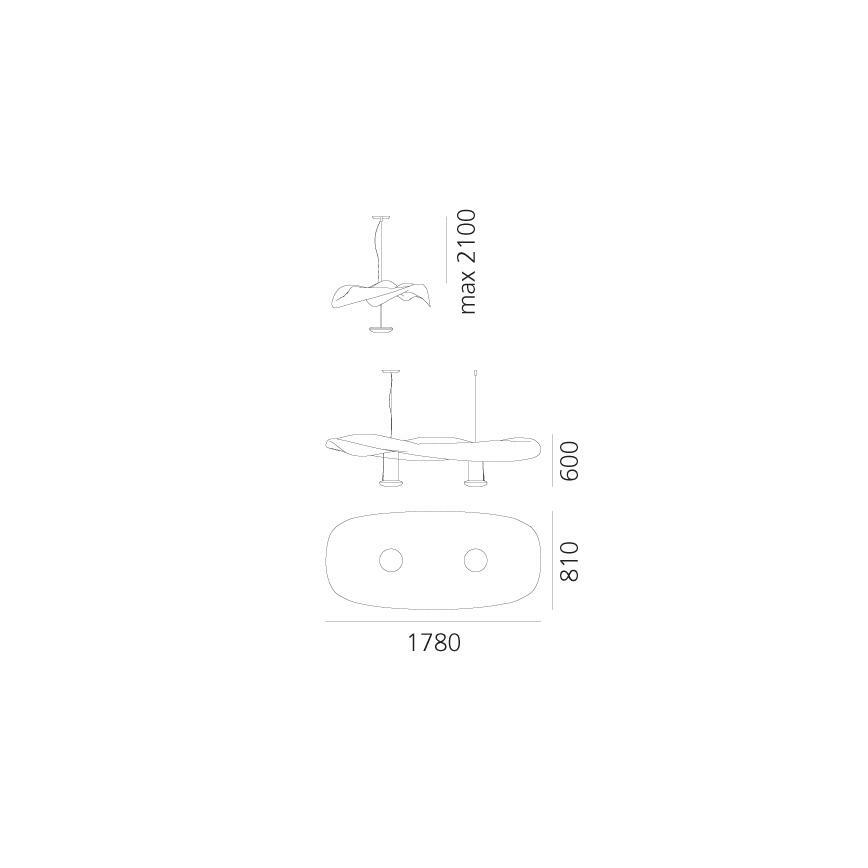 Artemide 1513010A - Lestenec na vrvici COSMIC ANGEL 2xR7s/11W/230V sijajni krom
