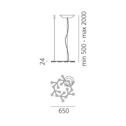 Artemide 1575050APP - LED Zatemnitveni lestenec na vrvici NET LED/43W/230V pr. 65 cm 3000K