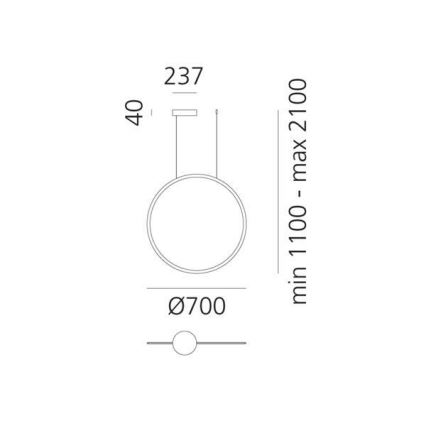 Artemide 1992060APP - LED Zatemnitveni lestenec na vrvici DISCOVERY LED/40W/230V 3000K bron