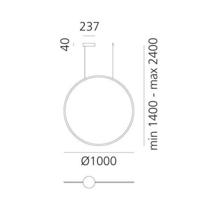 Artemide 1993030APP - LED Zatemnitveni lestenec na vrvici DISCOVERY LED/60W/230V 3000K črna