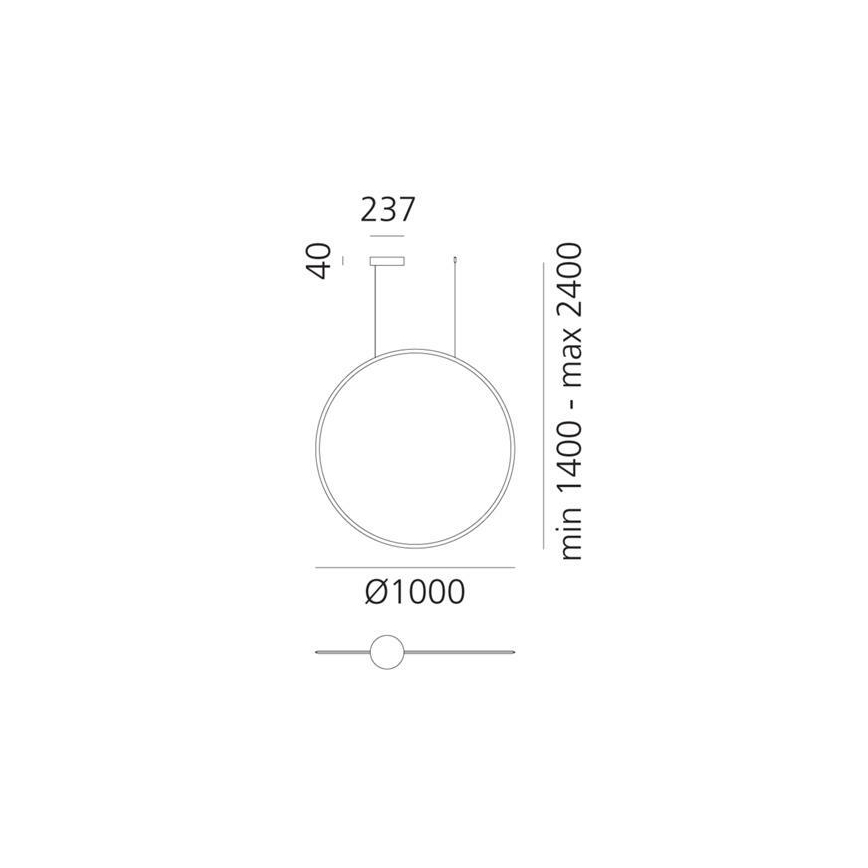 Artemide 1993060APP - LED Zatemnitveni lestenec na vrvici DISCOVERY LED/60W/230V 3000K bron