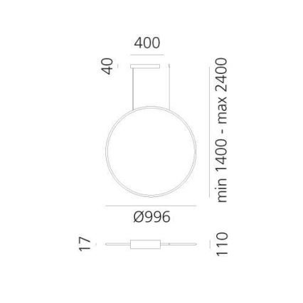 Artemide 1993260APP - LED Zatemnitveni lestenec na vrvici DISCOVERY LED/71W/230V 2700-6500K bron