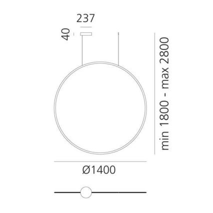 Artemide 1994060APP - LED Zatemnitveni lestenec na vrvici DISCOVERY LED/80W/230V 3000K bron