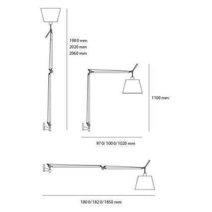 Artemide AR 0564010A+AR 0780030A+AR 0779010A KOMPLET - Talna svetilka TOLOMEO MEGA 1xE27/150W/230V