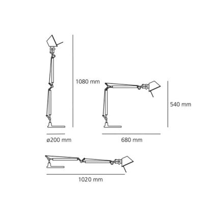 Artemide AR A005910+AR A008600 KOMPLET - Namizna svetilka TOLOMEO MINI 1xE27/70W/230V