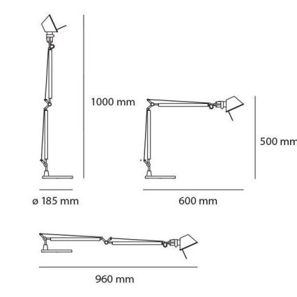 Artemide AR A015100+AR A003900 KOMPLET - LED Zatemnitvena namizna svetilka TOLOMEO MIDI 1xLED/9W/230V