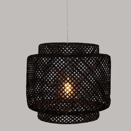 Atmosphera - Lestenec na vrvici LIBY 1xE27/40W/230V bambus/črna