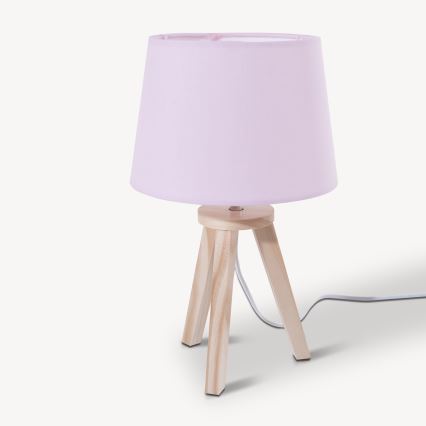 Atmosphera - Namizna svetilka TRIPOD 1xE14/40W/230V borovina/rožnata