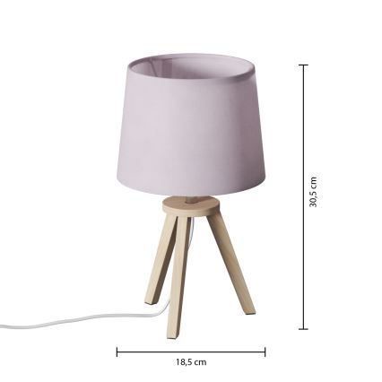Atmosphera - Namizna svetilka TRIPOD 1xE14/40W/230V borovina/rožnata