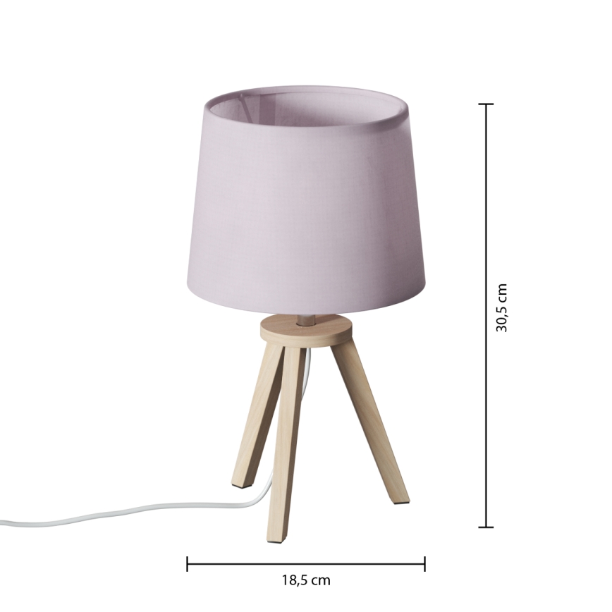 Atmosphera - Namizna svetilka TRIPOD 1xE14/40W/230V borovina/rožnata