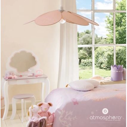 Atmosphera - Otroška viseča svetilka PETAL na vrvici 1xE27/40W/230V premer 64 cm rožnata