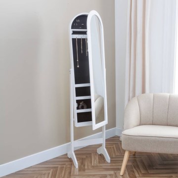 Atmosphera - Prostostoječe ogledalo z omarico za nakit LEXY 158x38 cm belo
