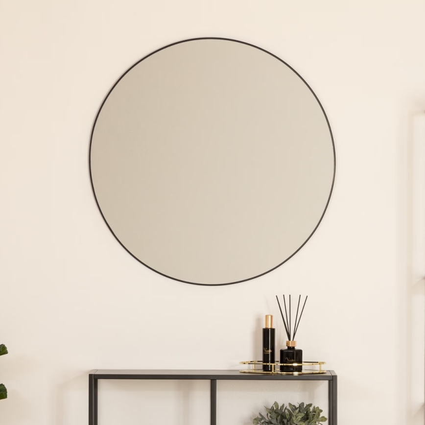 Atmosphera - Stensko ogledalo ALICE pr. 76 cm črna