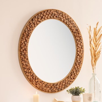 Atmosphera - Stensko ogledalo ANOKI pr. 99 cm evkaliptos