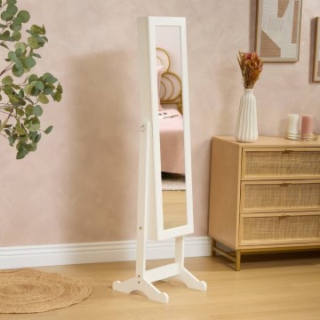 Atmosphera - Stoječe ogledalo z omarico za nakit KRISTIN 146,8 x 37 cm belo