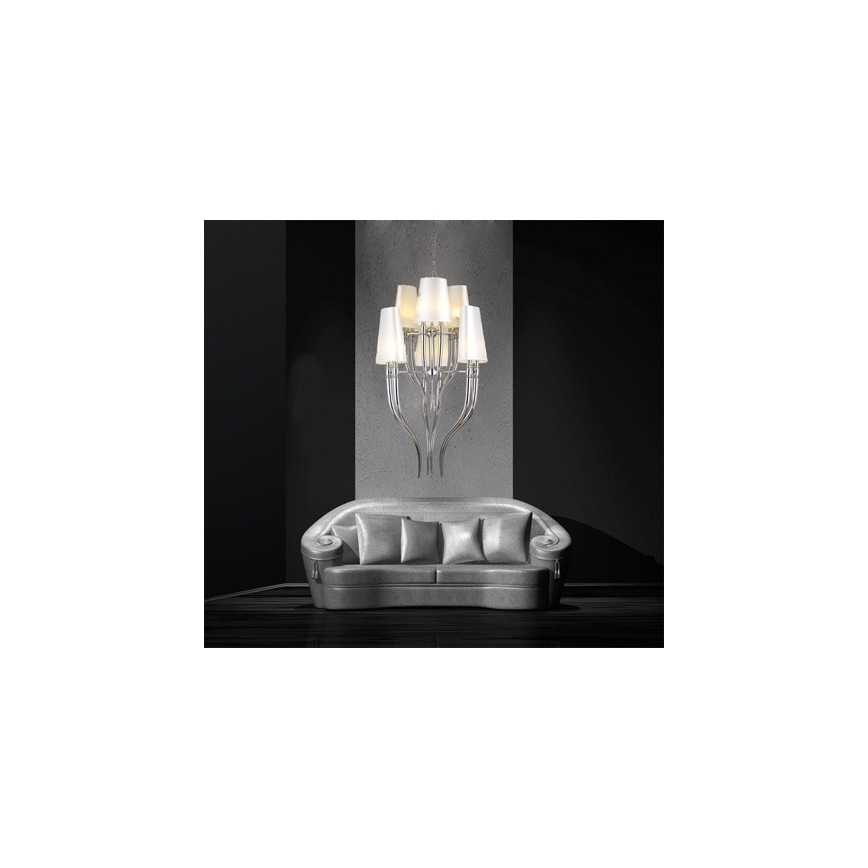 Azzardo AZ0173 - Lestenec na verigi DIABLO 12xE14/11W/230V bela